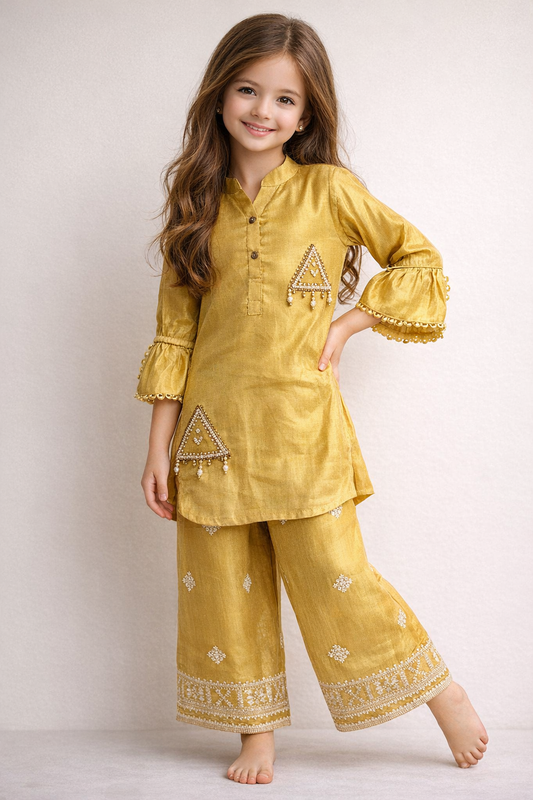 Cotton Embroidery Cord Set 2018 Yellow