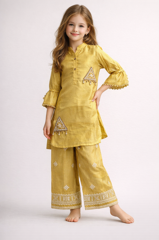 Cotton Embroidery Cord Set 2018 Yellow