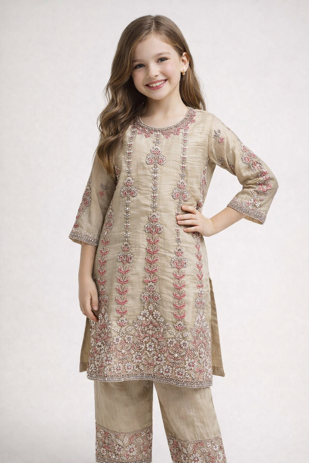 Georgette Hand Work Farshi set 4699 beige