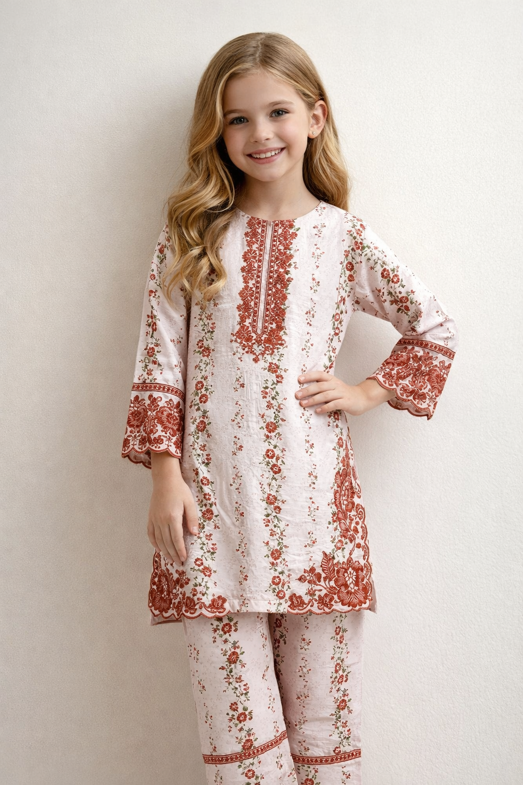 Cotton Printed Kurti Set 1511 pink