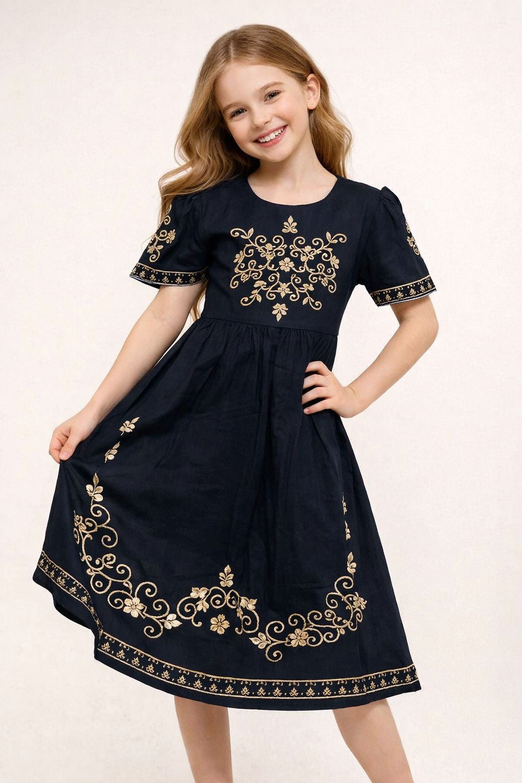 Cotton Embroidery frock 1149 Black