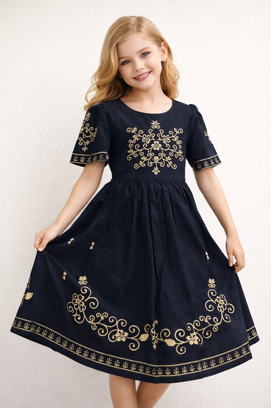 Cotton Embroidery frock 1149 Black
