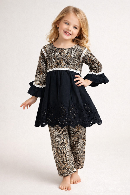 Cotton Printed cord set 1112 Black