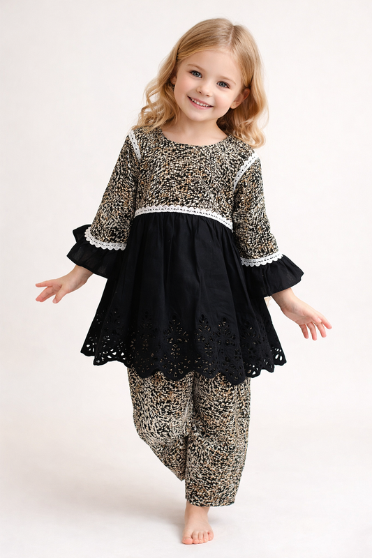 Cotton Printed cord set 1112 Black