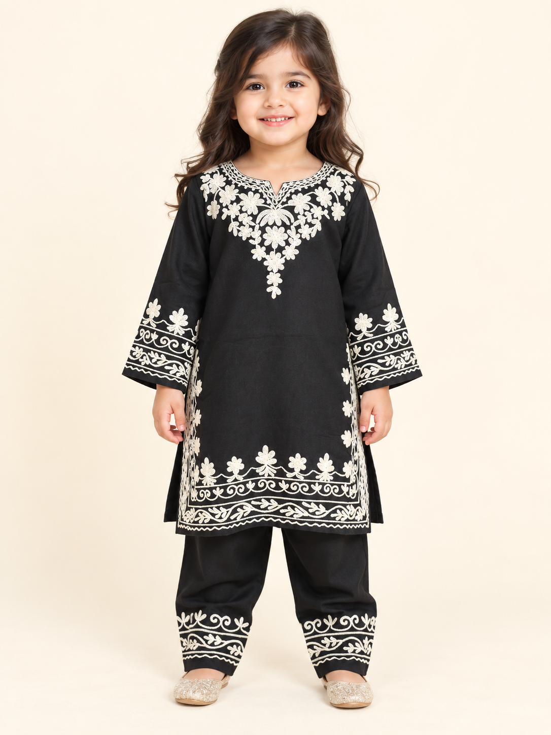 Cotton Embroidery Kurti Set 1850 Black