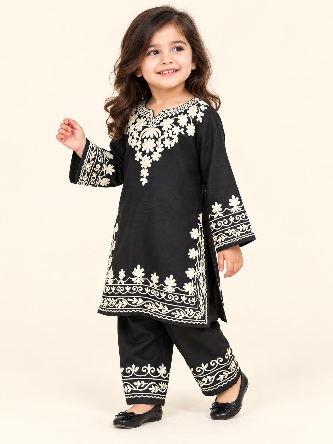 Cotton Embroidery Kurti Set 1850 Black