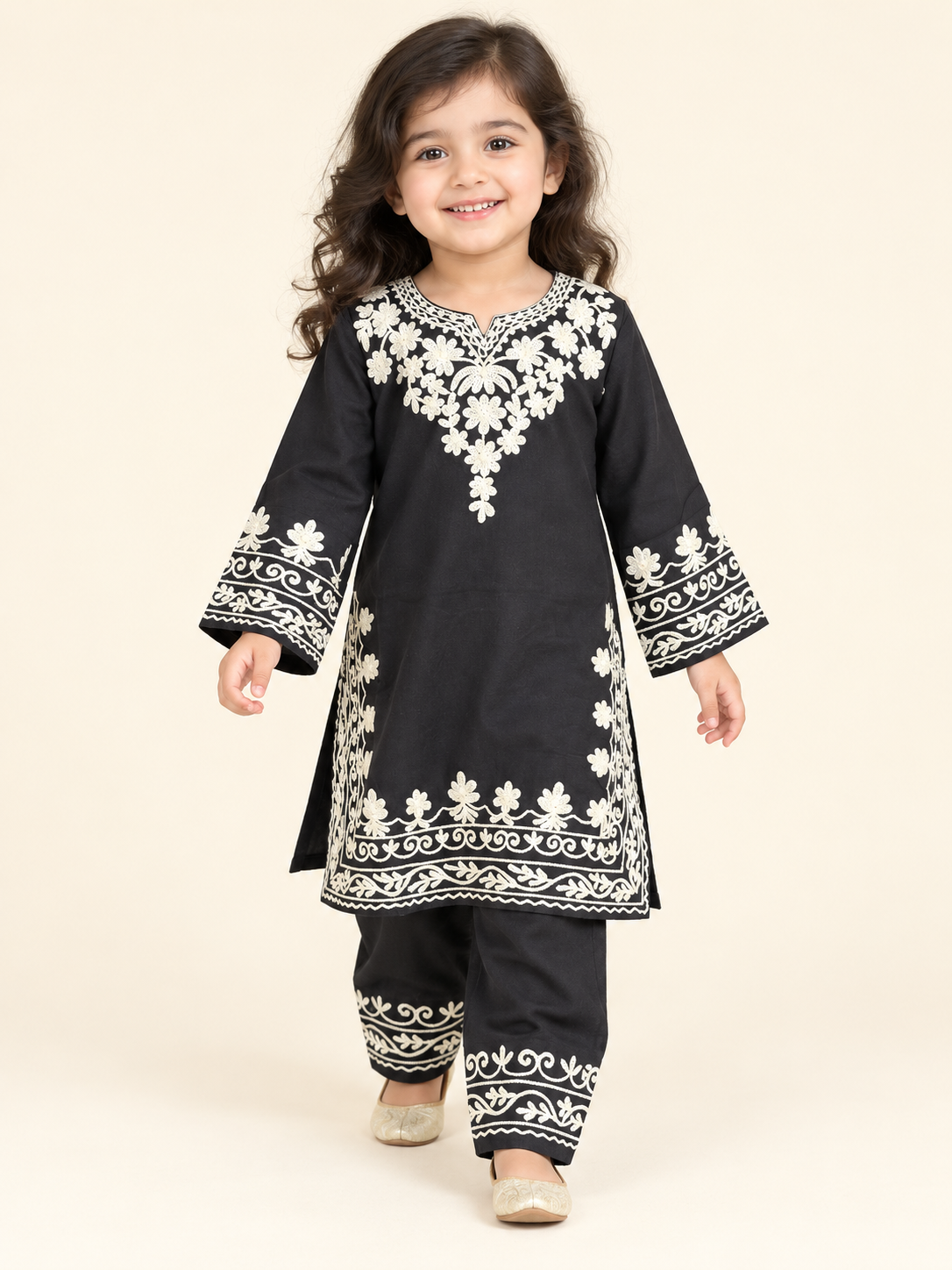 Cotton Embroidery Kurti Set 1850 Black