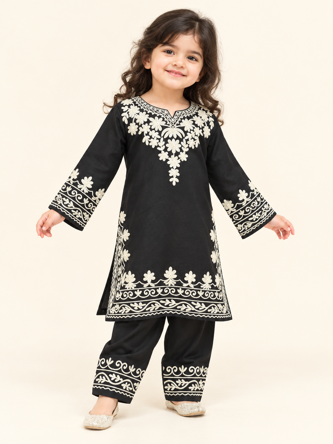 Cotton Embroidery Kurti Set 1850 Black