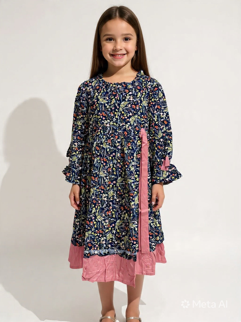 Cotton Printed Frock 1161 Blue