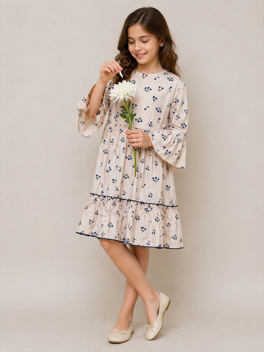 Cotton Printed Frock 1162 Cream