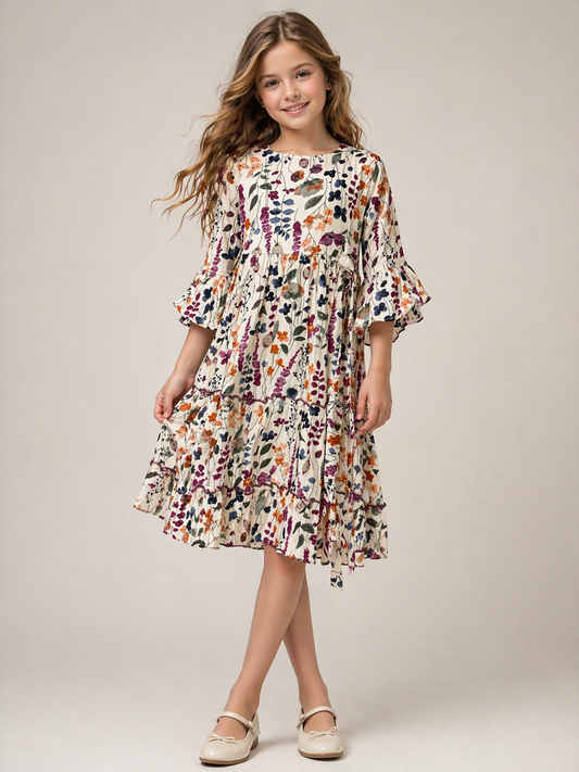 Cotton Printed Frock 1160 Cream