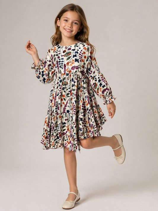 Cotton Printed Frock 1160 Cream