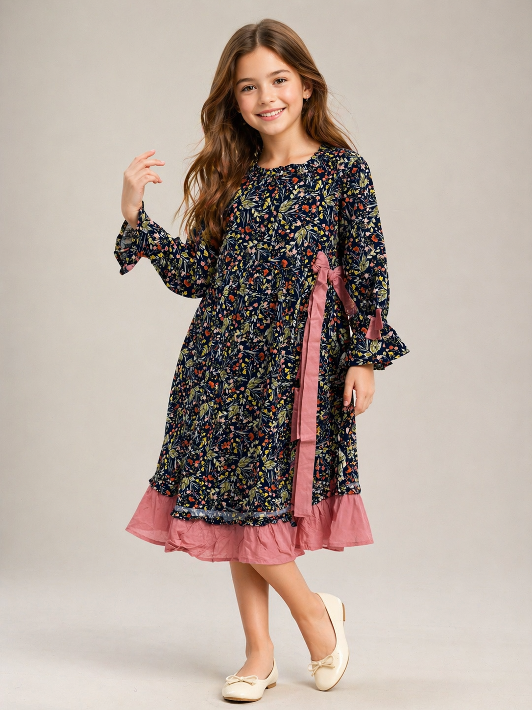 Cotton Printed Frock 1161 Blue