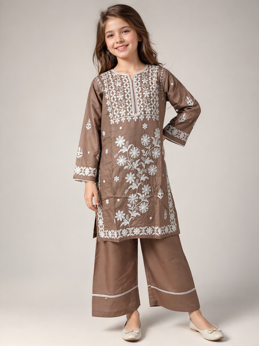 Cotton Embroidery Farshi Pant set 1530 beige