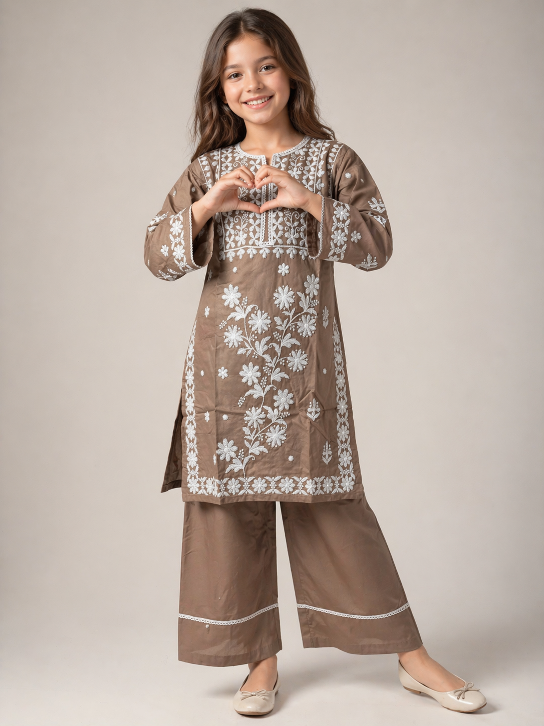 Cotton Embroidery Farshi Pant set 1530 beige