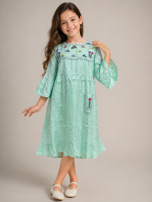 Cotton Embroidery Frock 1163 Green