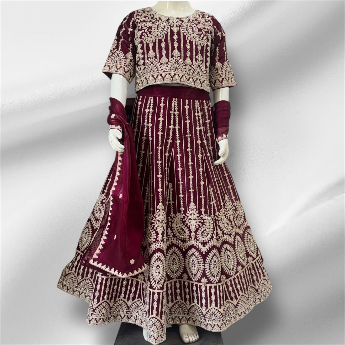 Royal Radiace Kids Lehanga = sm = 3547 Maroon