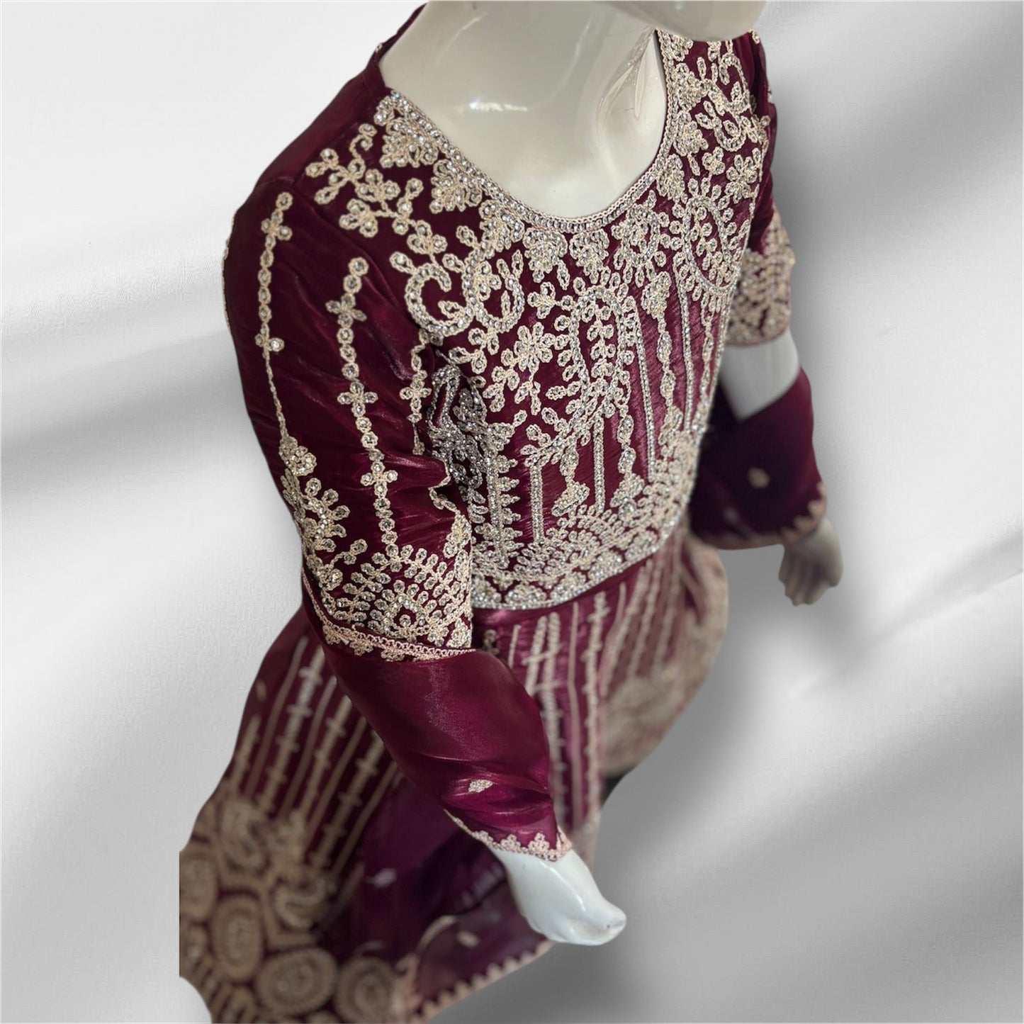 Royal Radiace Kids Lehanga = sm = 3547 Maroon