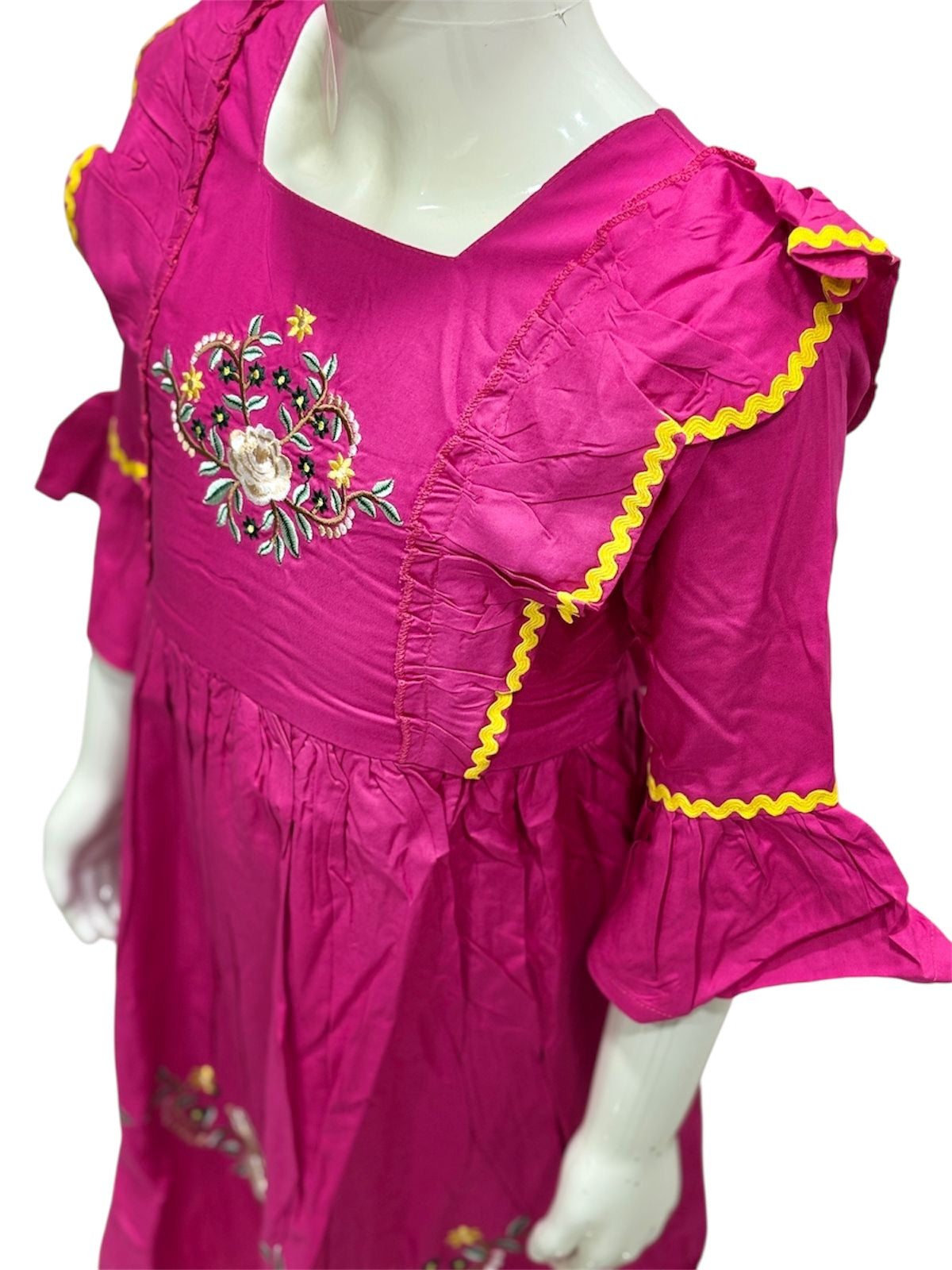 Cotton Embroidery Frock 1015 Rani Pink