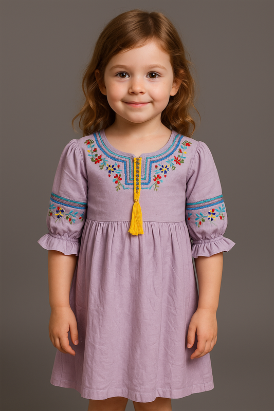 Cotton Embroidery Frock 1013 Purple