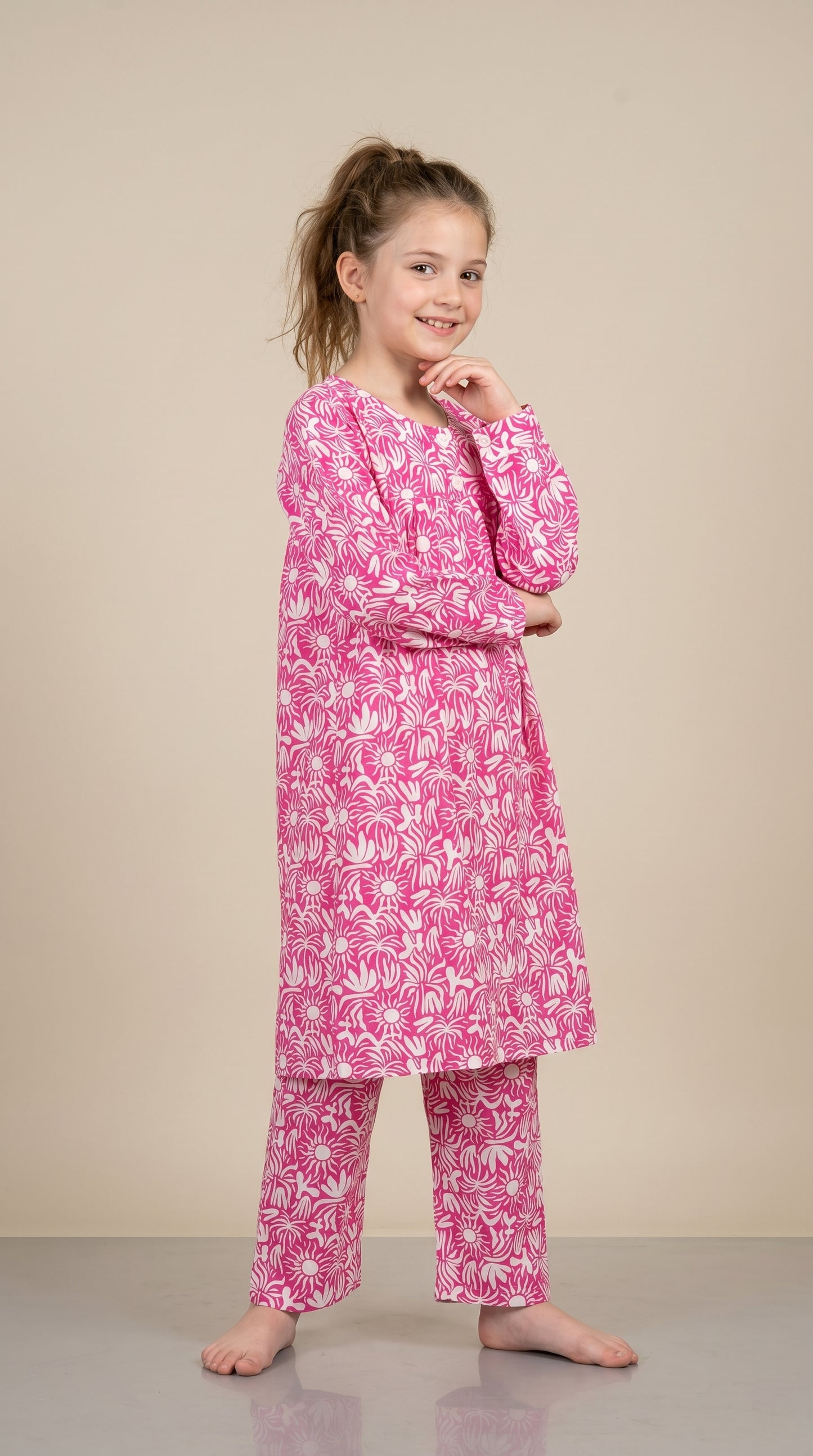 Cotton Printed Cord Set 1539 Pink