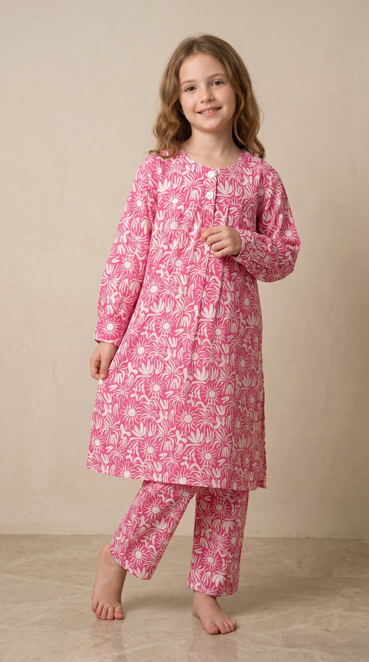 Cotton Printed Cord Set 1539 Pink