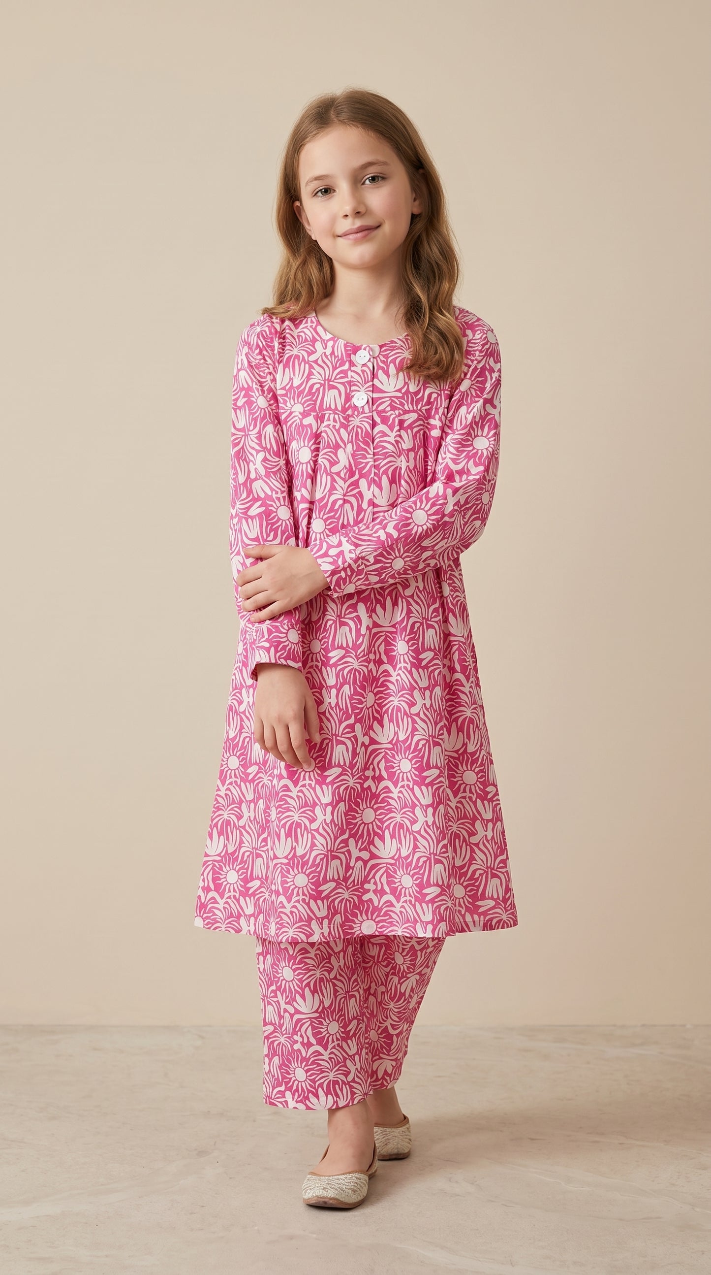 Cotton Printed Cord Set 1539 Pink