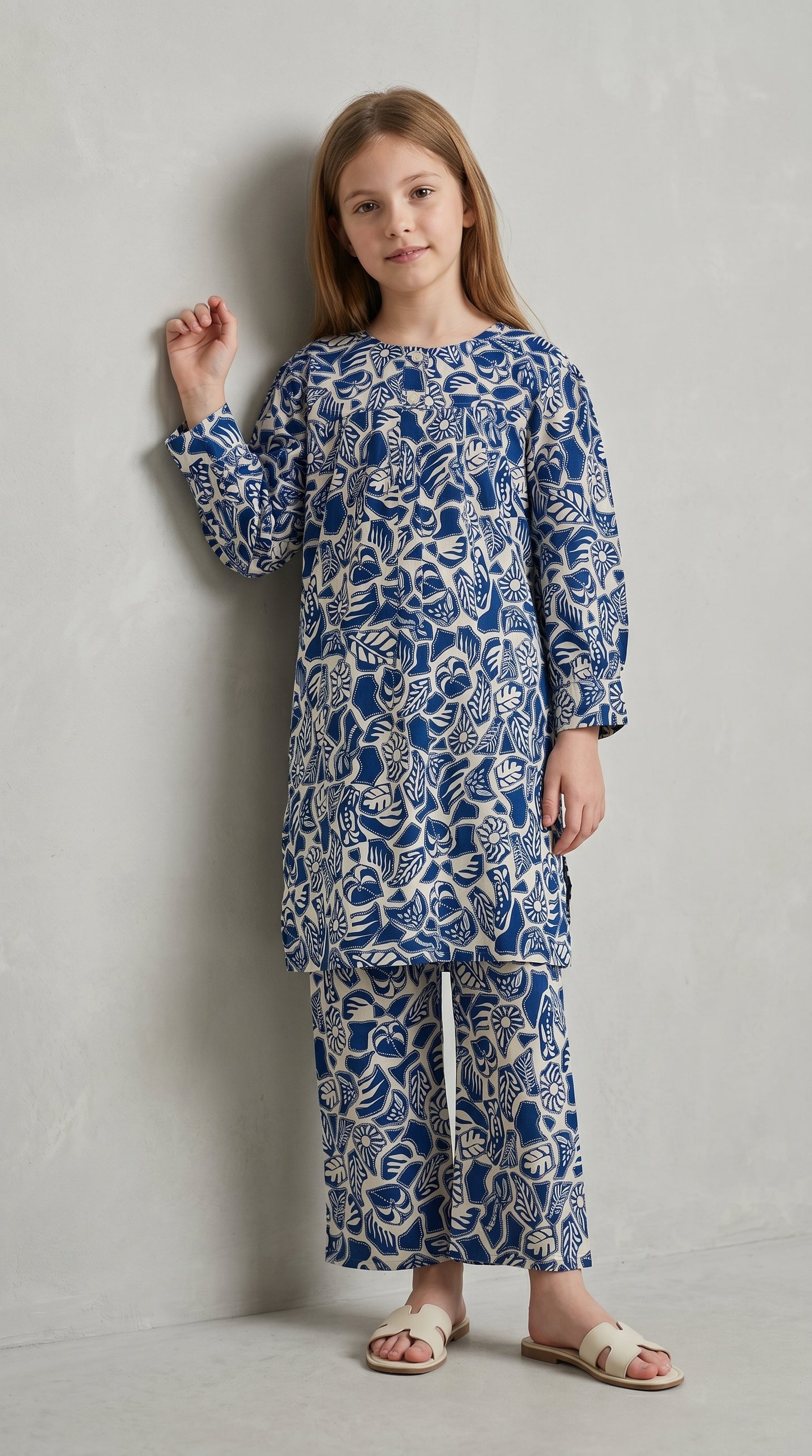 Cotton Printed Cord Set 1540 Blue