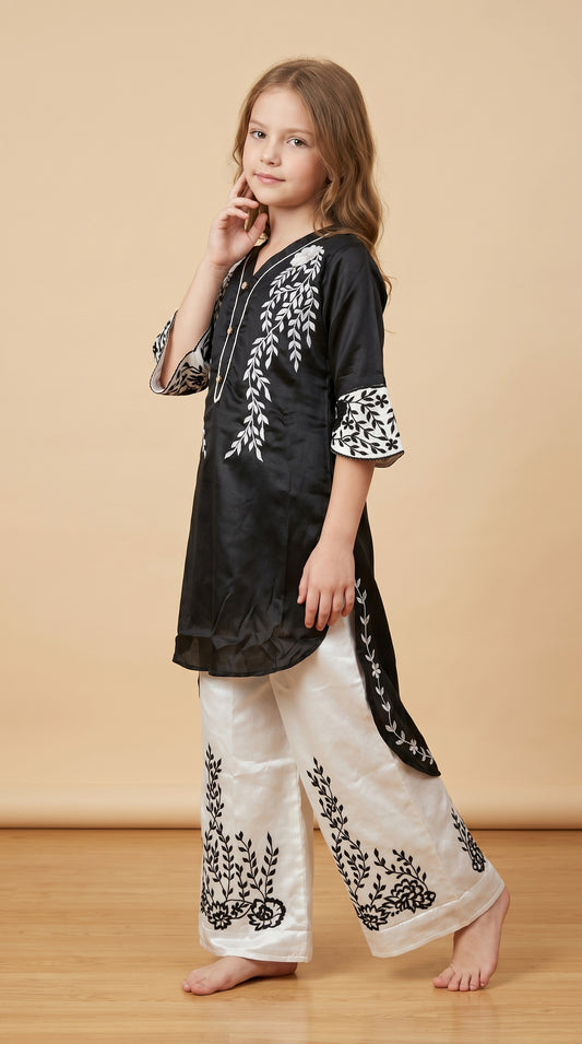 Georgette Embroidery Kurti Set 5539 Black