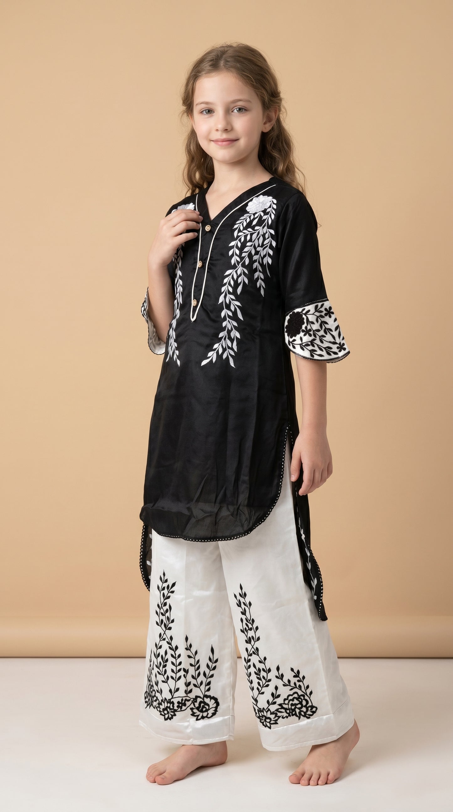 Georgette Embroidery Kurti Set 5539 Black