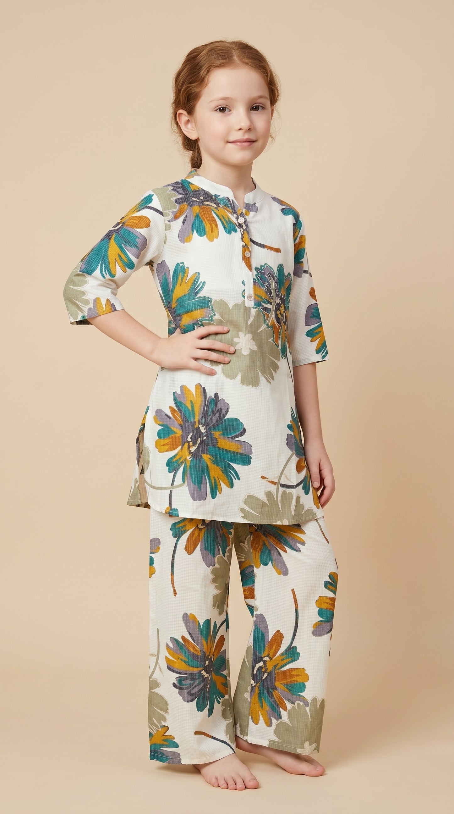 Georgette Printed cord set 5560 Cream