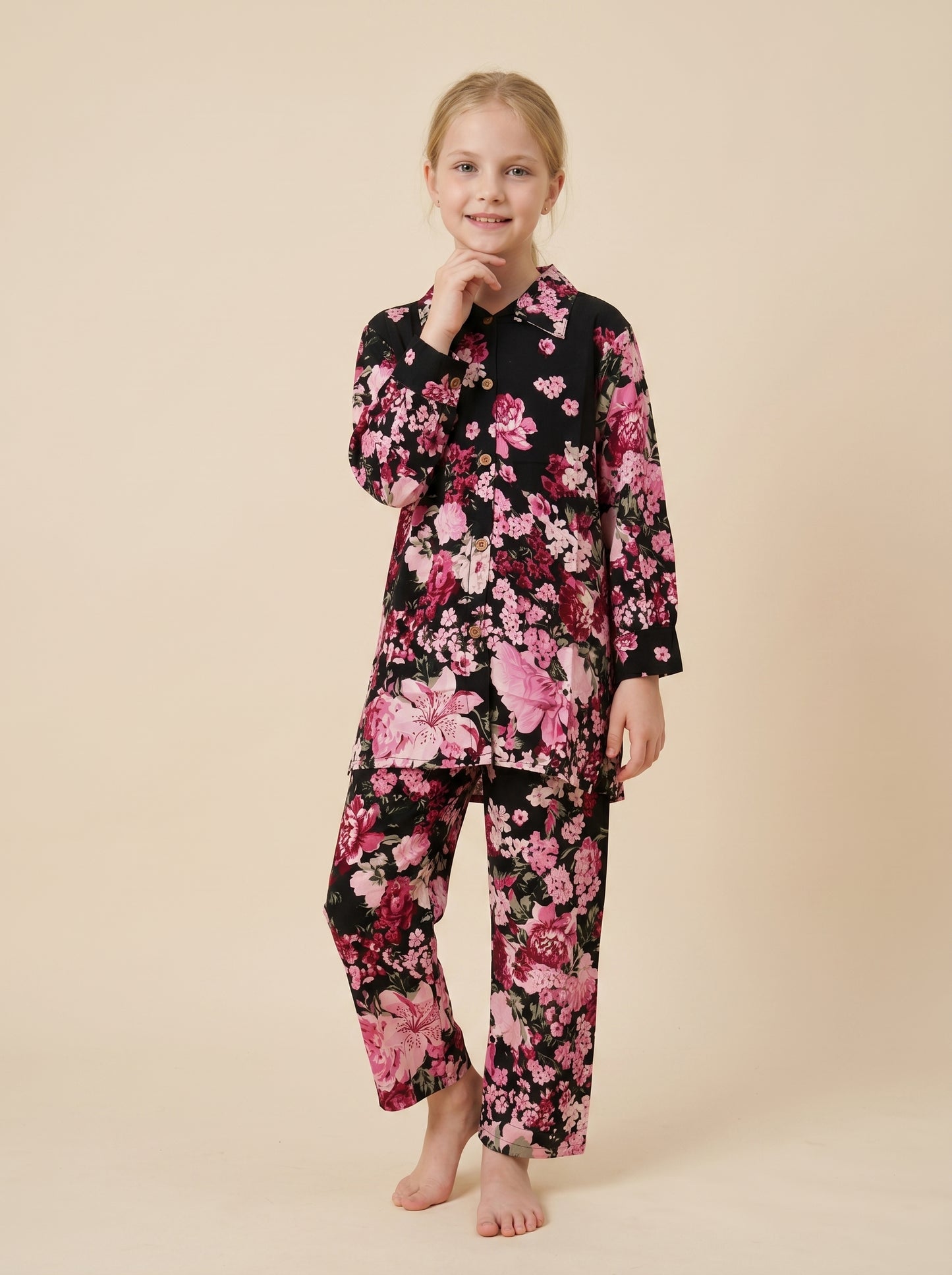 Cotton Printed Cord set 1543 Black