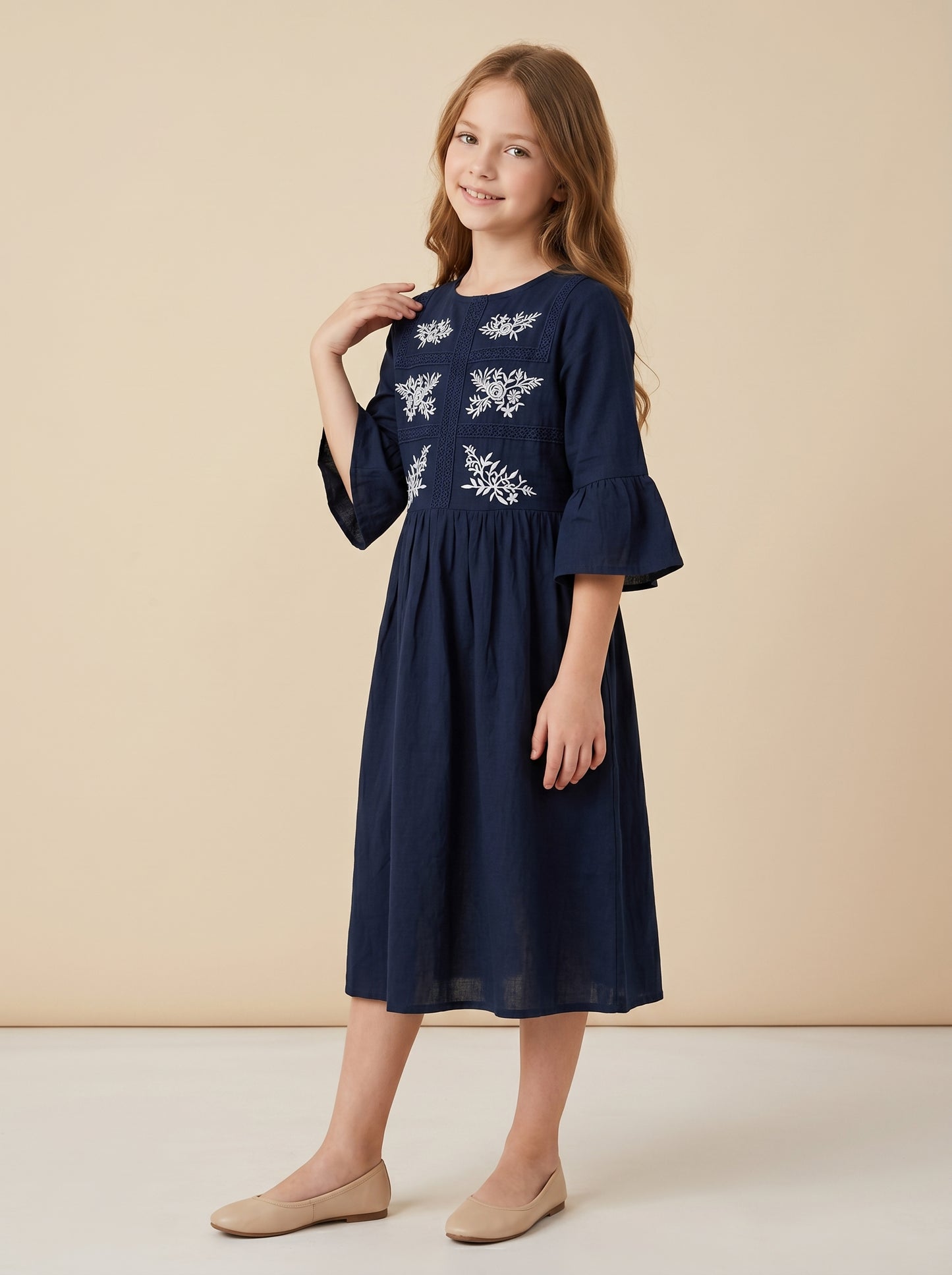 Cotton Embroidery frock 1167 Blue