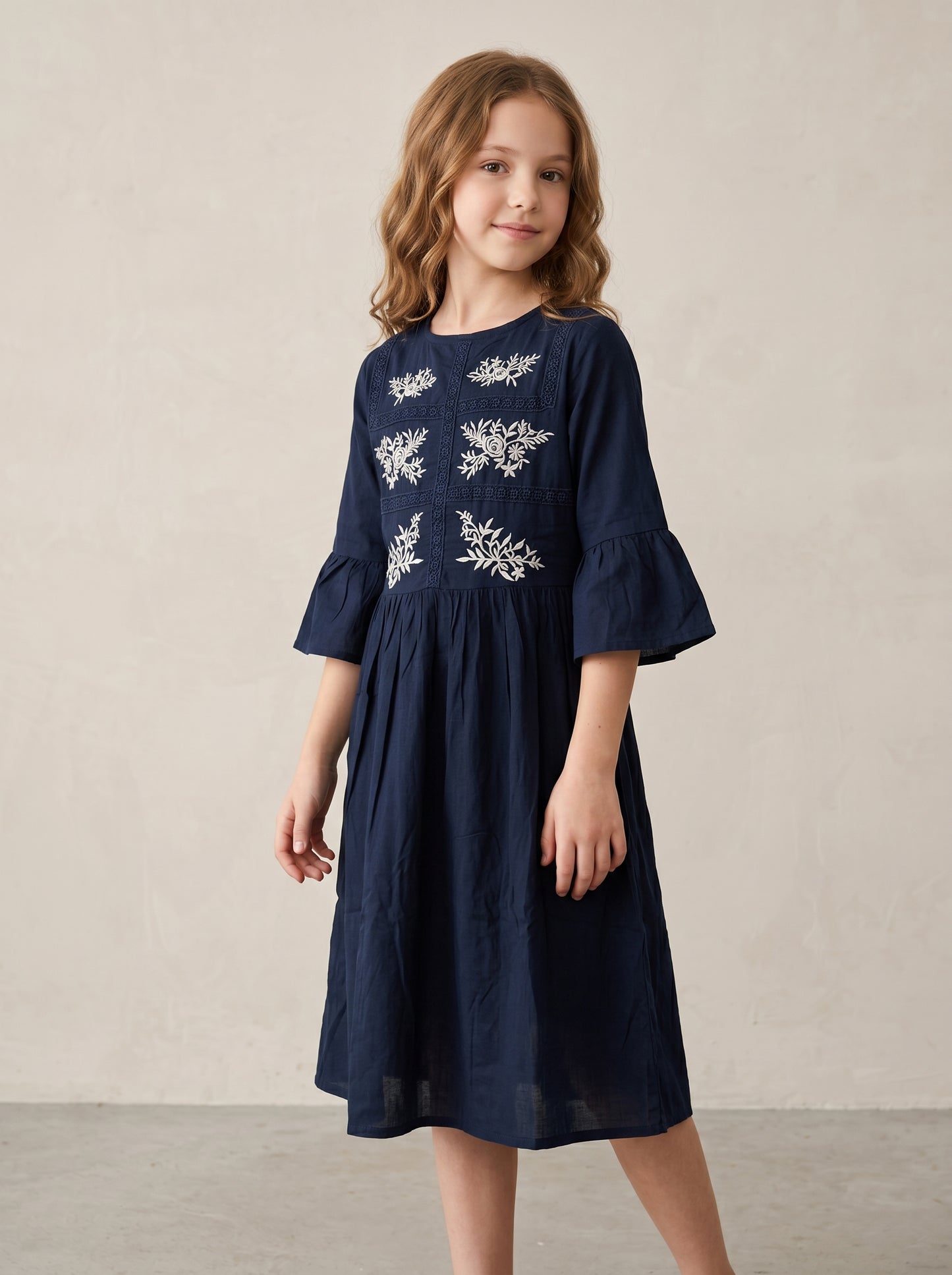 Cotton Embroidery frock 1167 Blue