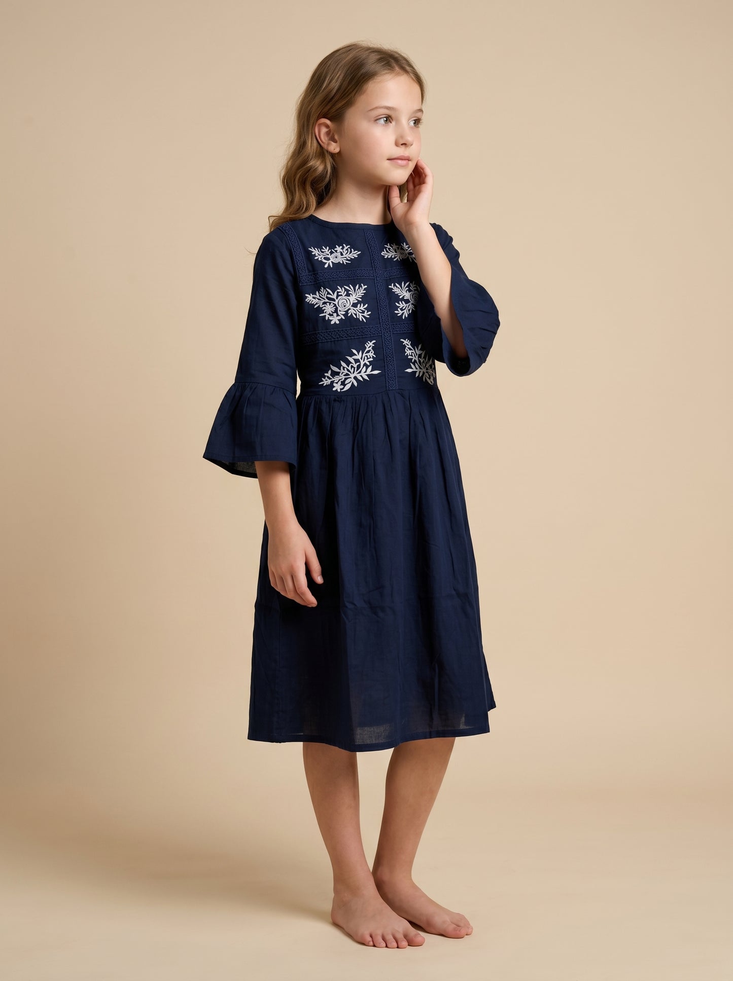 Cotton Embroidery frock 1167 Blue