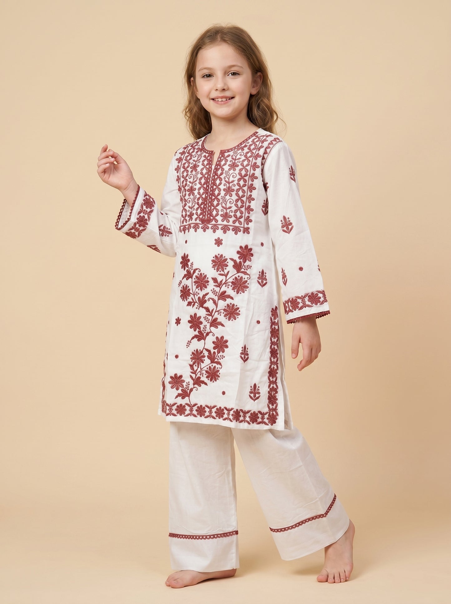 Cotton Embroidery Farshi Pant Set 1546 White