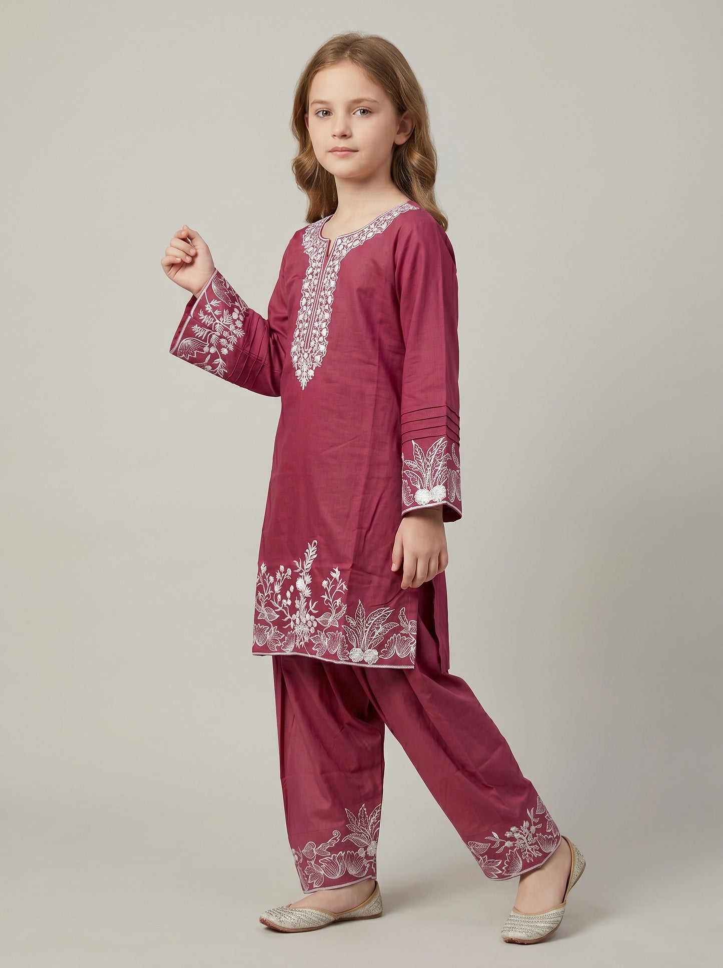 Cotton Embroidery Farshi Set 1549 Pink