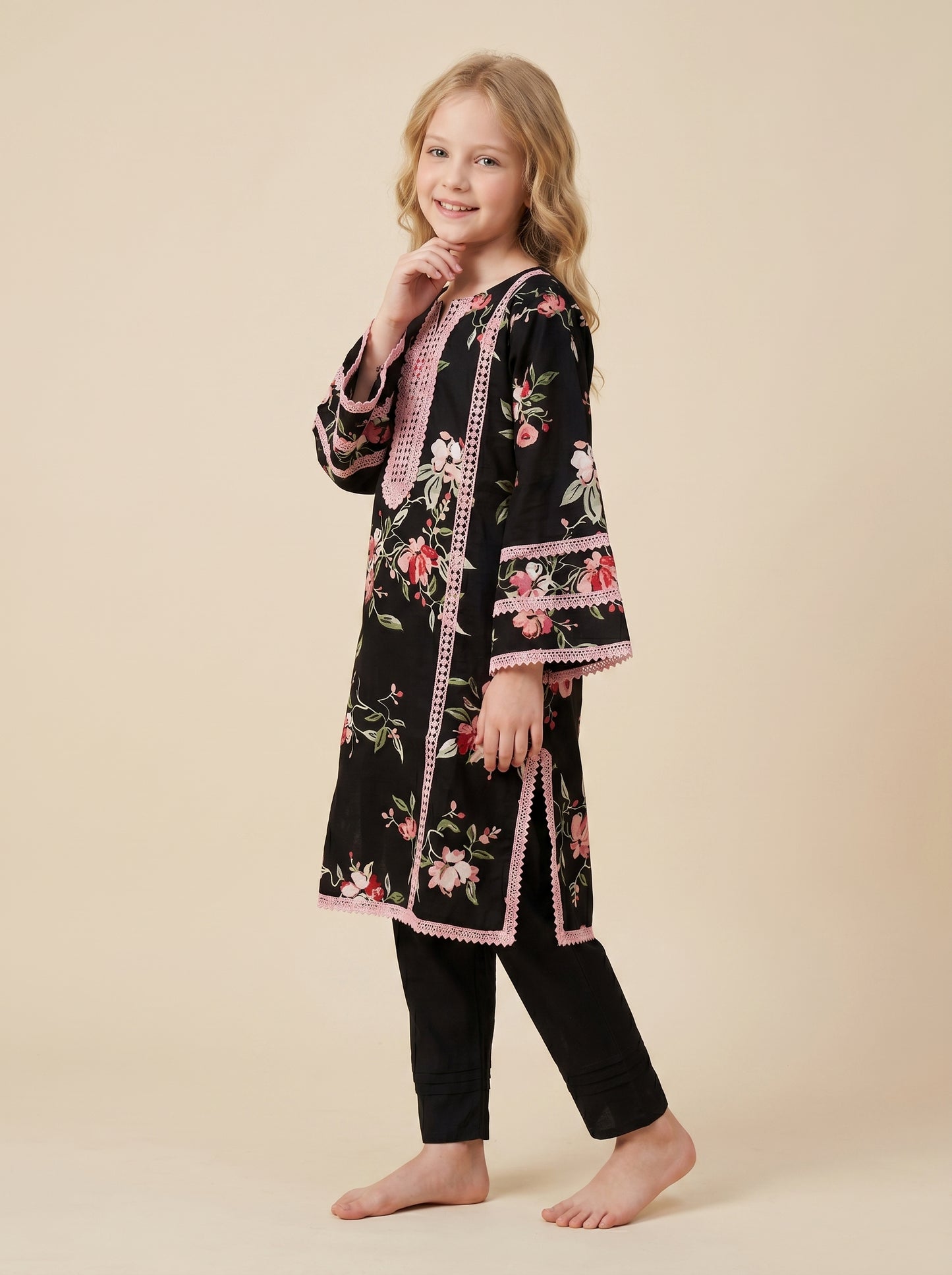 Cotton Printed Kurti set 1552 Black