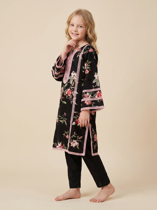 Cotton Printed Kurti set 1552 Black