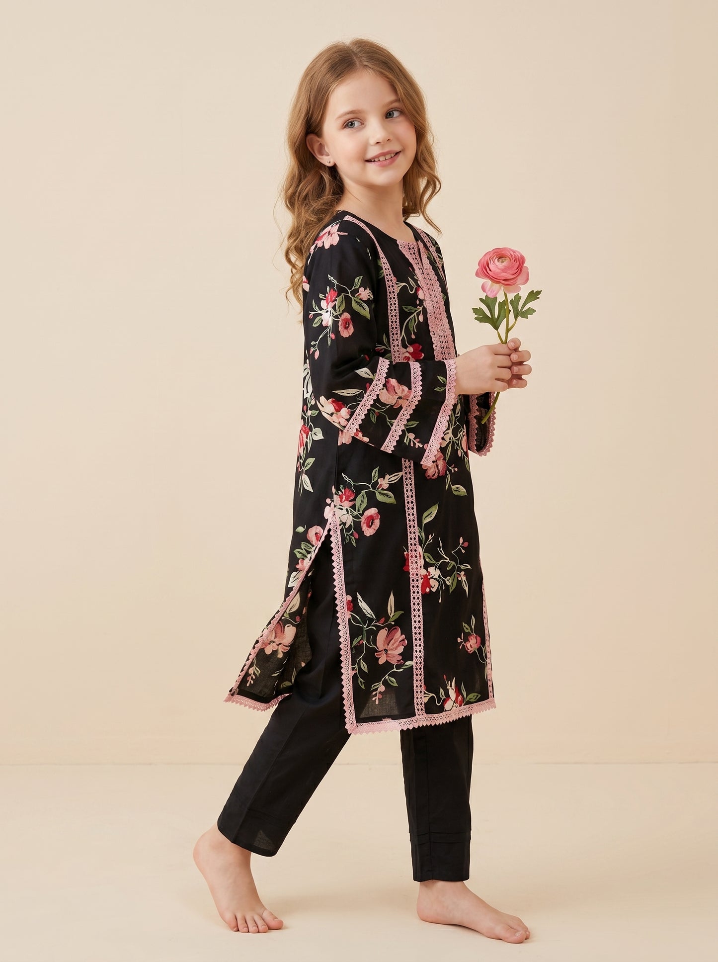 Cotton Printed Kurti set 1552 Black