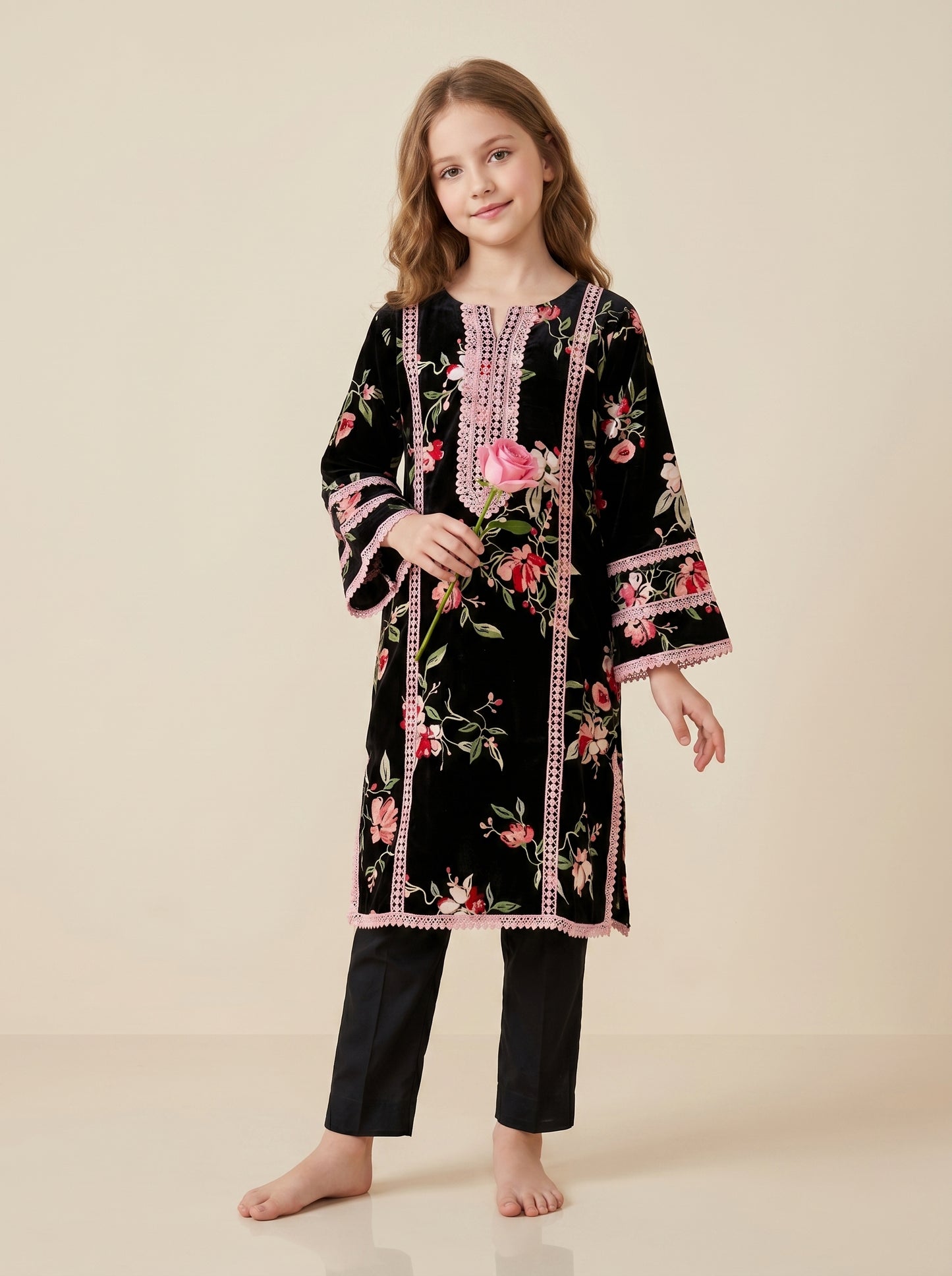 Cotton Printed Kurti set 1552 Black