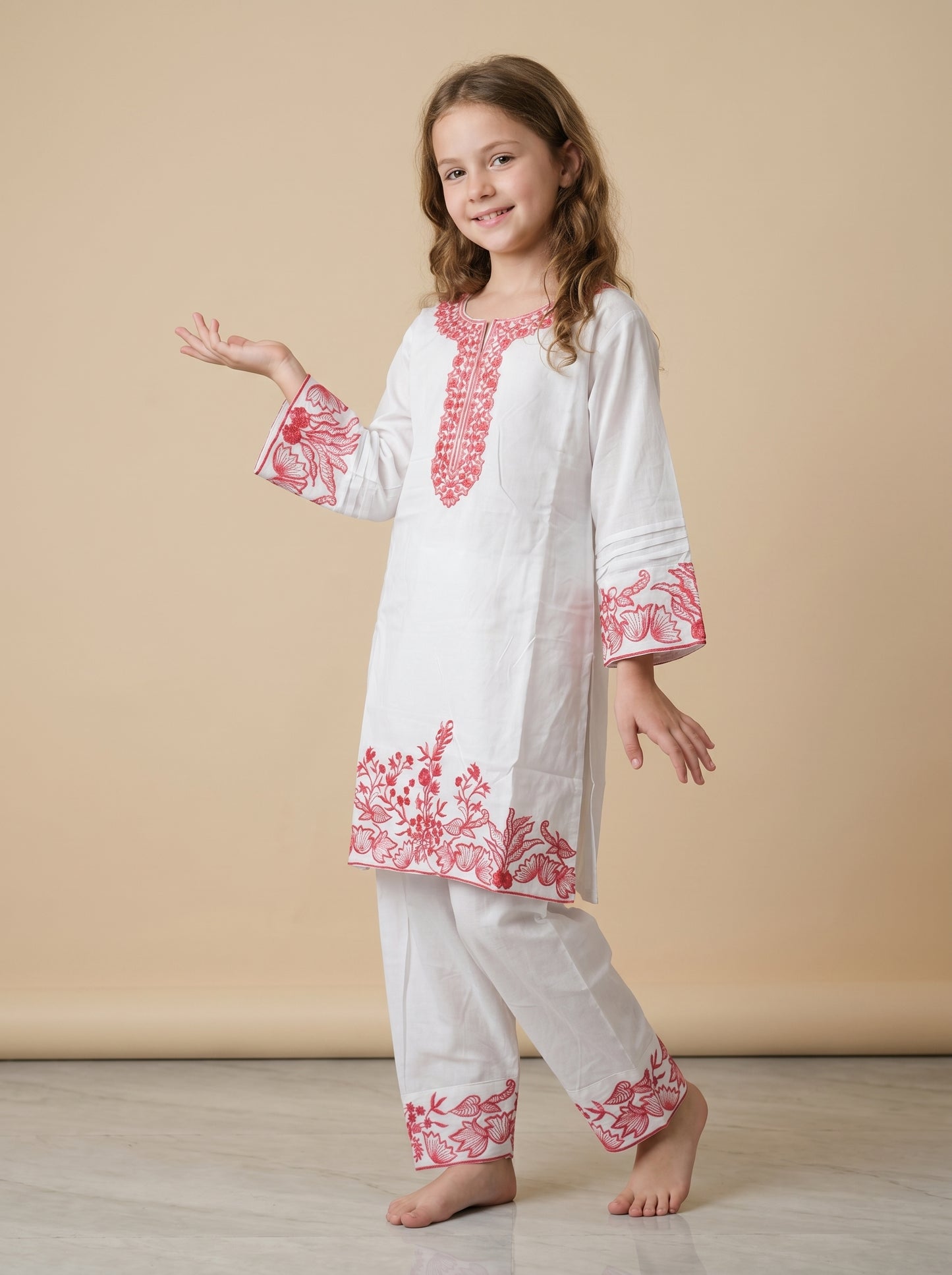 Cotton Embroidery Farshi Pant Set 1551 White