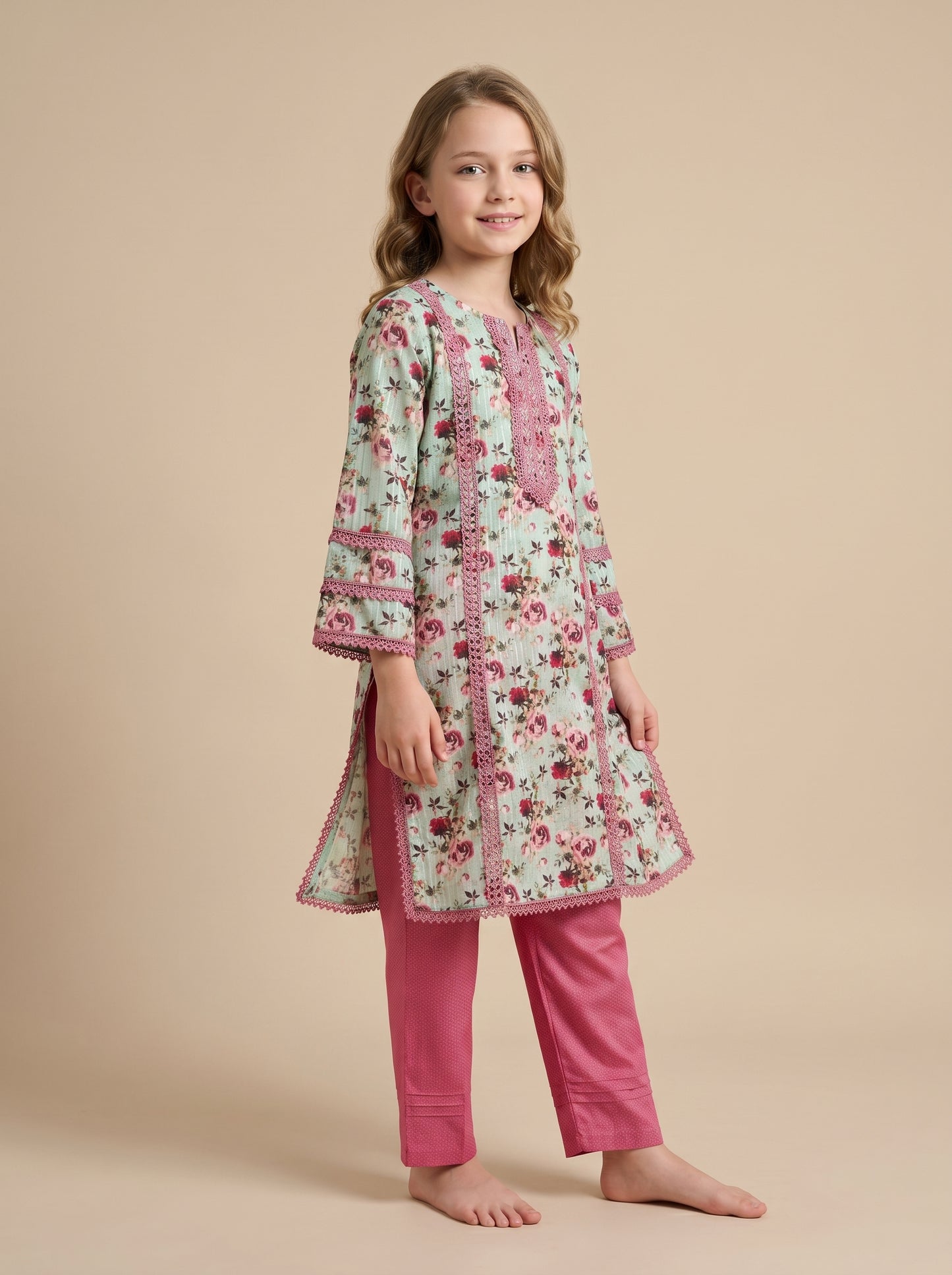 Cotton Printed Kurti Set 1552 green