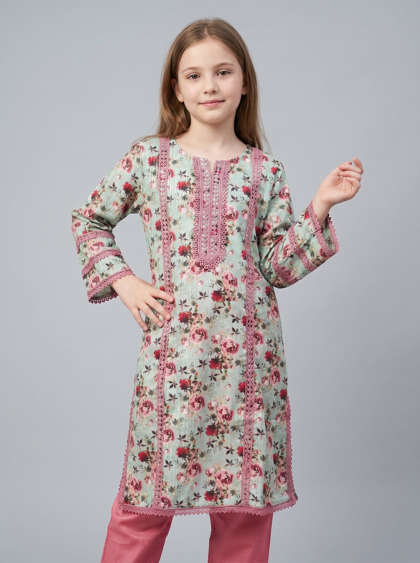 Cotton Printed Kurti Set 1552 green