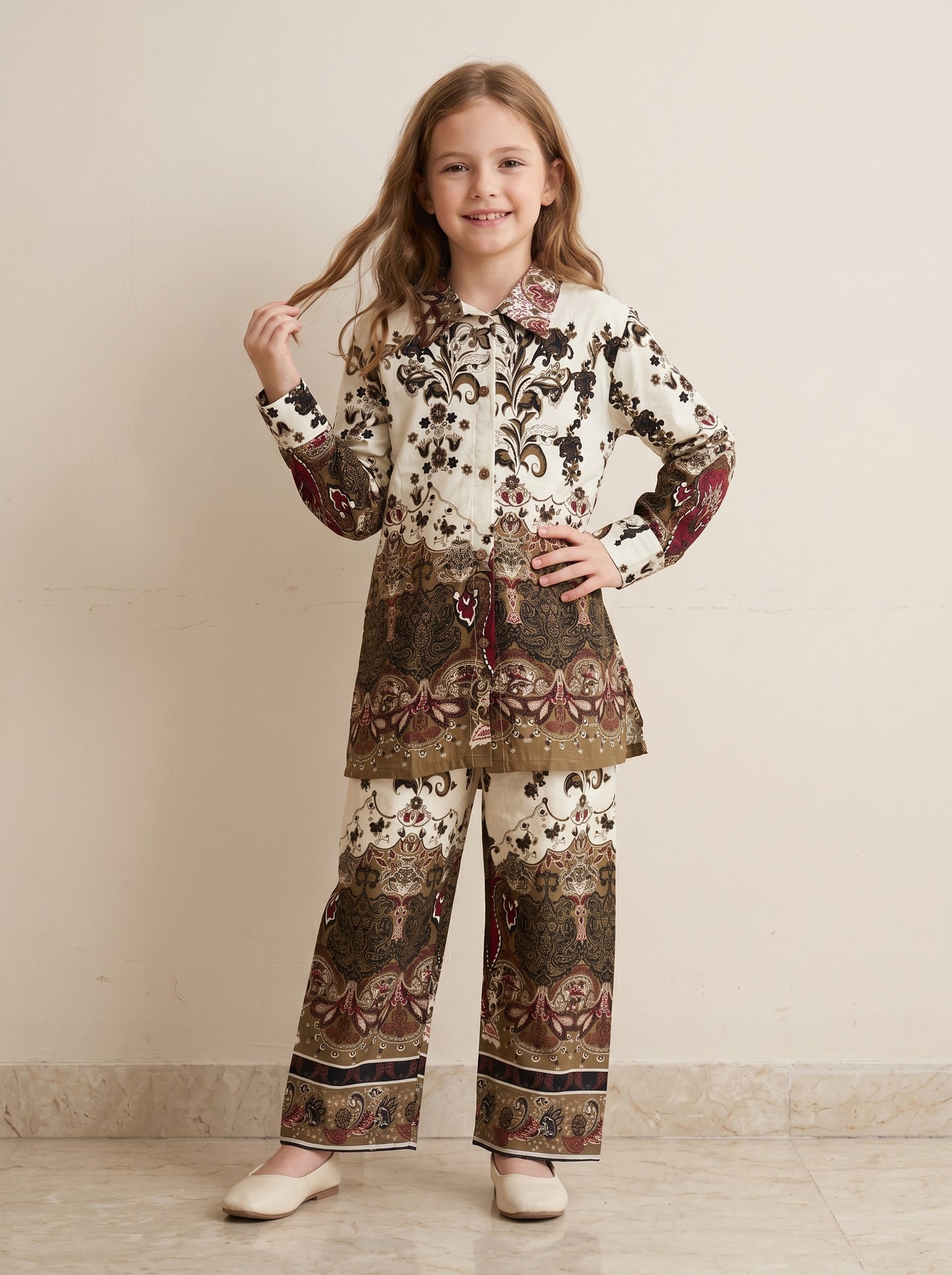 Cotton Printed Cord Set 1554 White