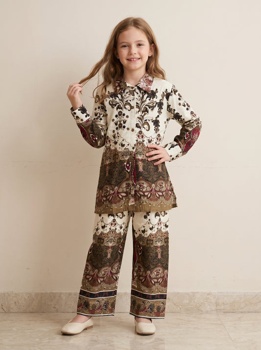 Cotton Printed Cord Set 1554 White