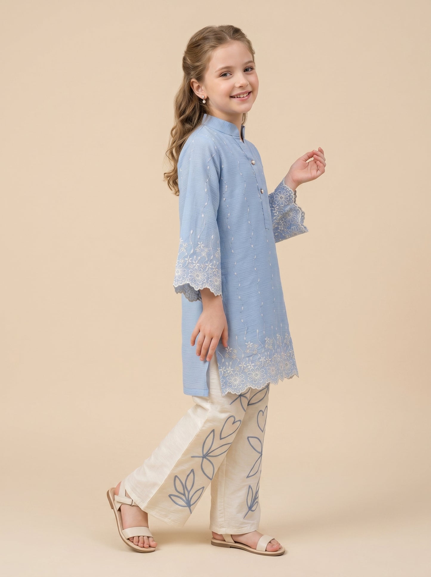 Georgette Embroidery Plazo Set 2014 Blue