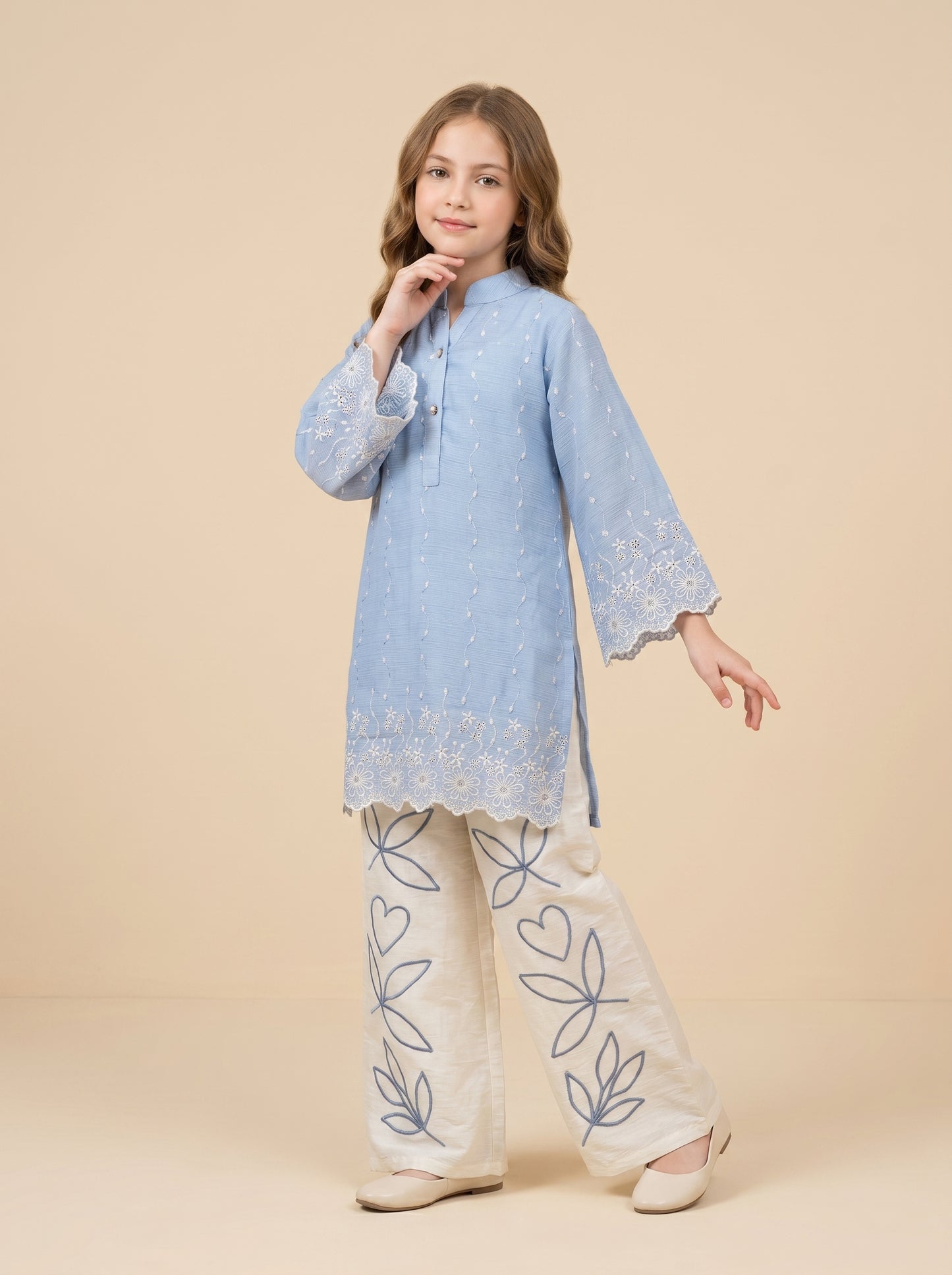 Georgette Embroidery Plazo Set 2014 Blue
