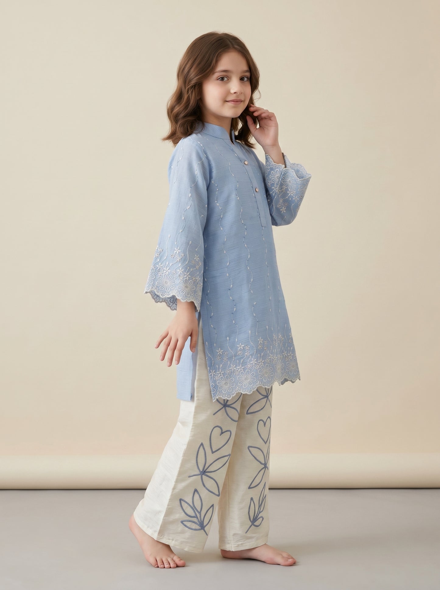 Georgette Embroidery Plazo Set 2014 Blue