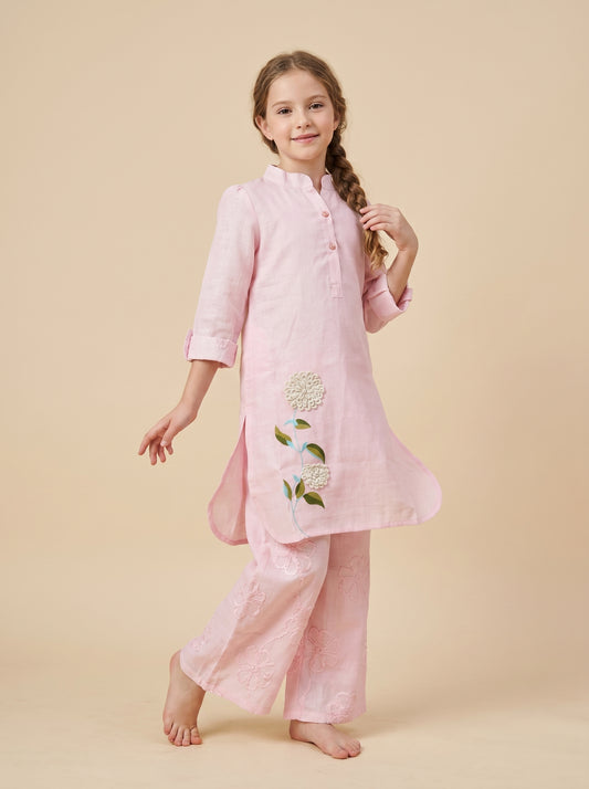 Cotton Embroidery Plazo Set 2019 Pink